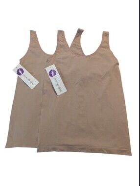 NWT 2 Rhonda Shears 4035 Ahh Seamless Shaping Tank Built-In Shelf Bras Large